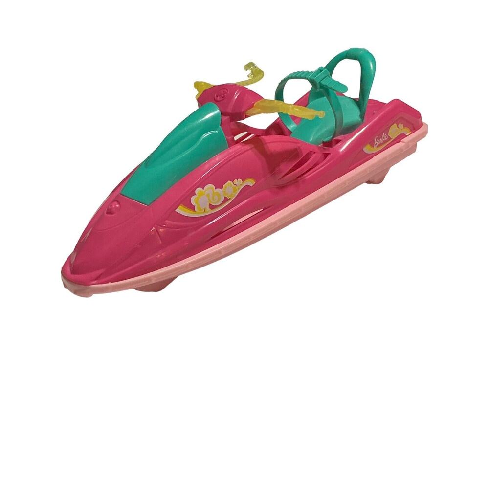 2014 Barbie Doll Camping Fun‎ Water Craft Jet Ski Boat Pink Mattel